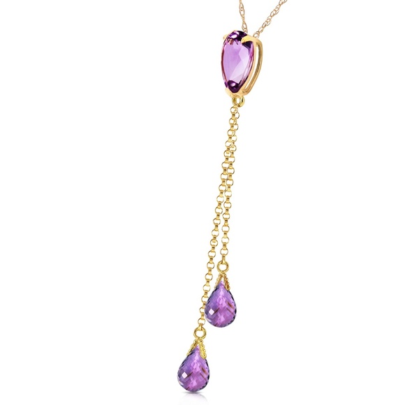 14K. SOLID GOLD NECKLACE WITH AMETHYSTS